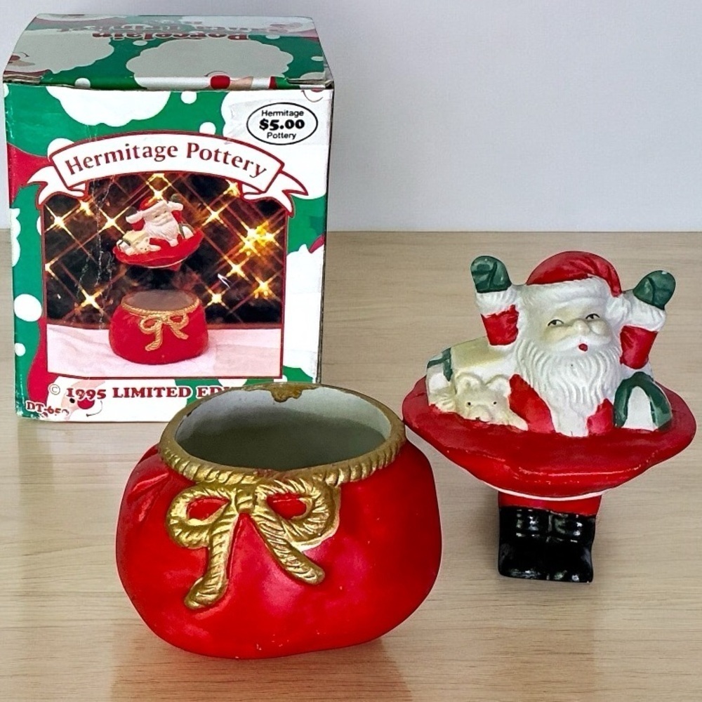 Vintage Santa Trinket Box Hermitage Collectible Porcelain Limited Edition 1995